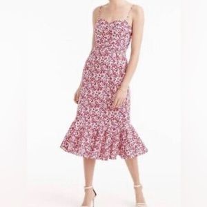 J.CREW Ruffle-hem Midi Dress Liberty Of London Wiltshire Floral Berry